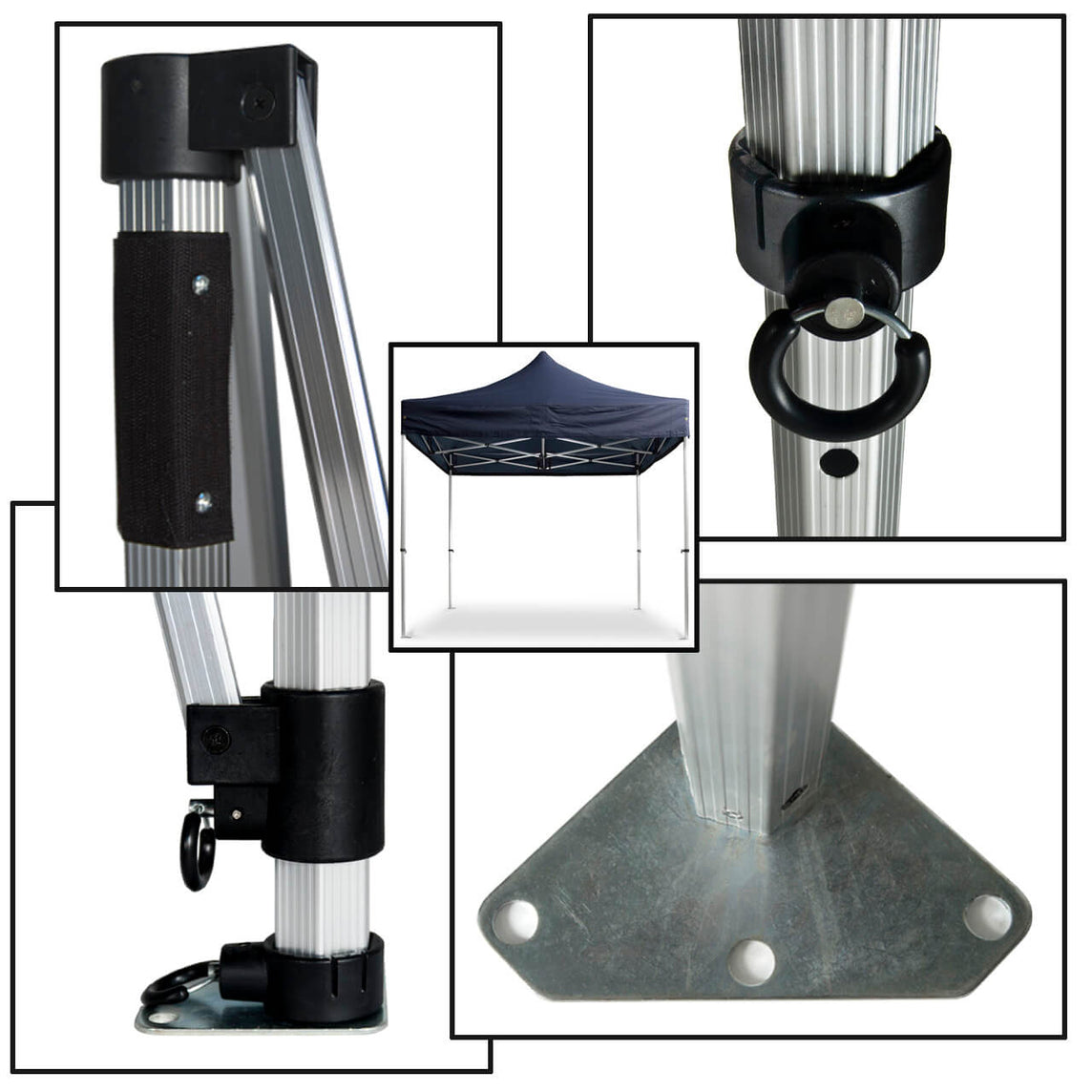 Faltpavillon 3x3 m – STORM Faltzelt – 45 mm Sechskant-Aluminium STORM45 Serie / 350g/m²-Vollbedruckung Oxford-Polyester, B1 schwer entflammbar nach DIN 4102-1 / Navyblau