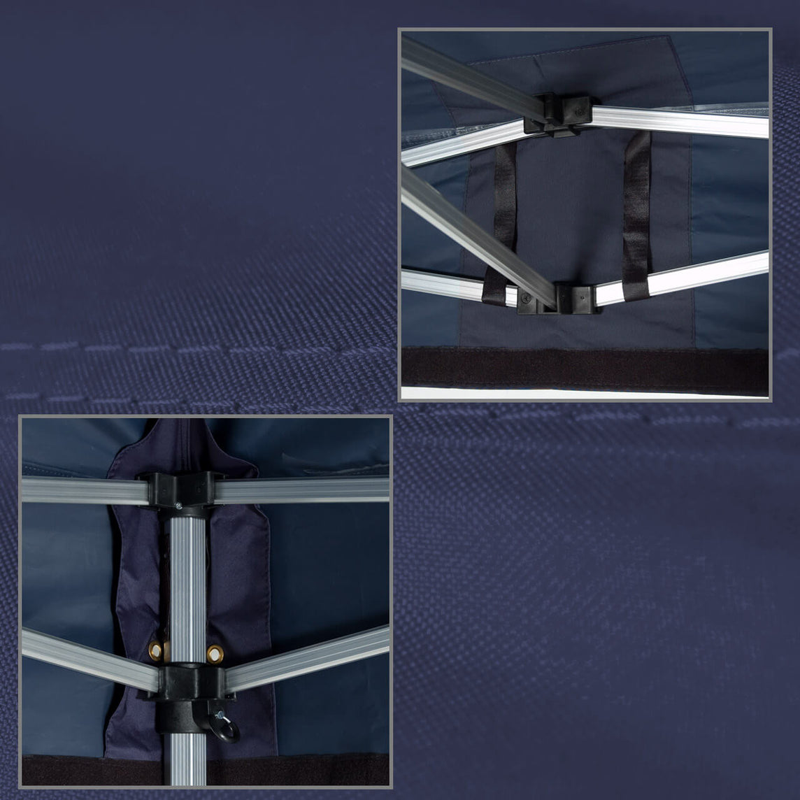 Faltpavillon 3x3 m – STORM Faltzelt – 45 mm Sechskant-Aluminium STORM45 Serie / 350g/m²-Vollbedruckung Oxford-Polyester, B1 schwer entflammbar nach DIN 4102-1 / Navyblau