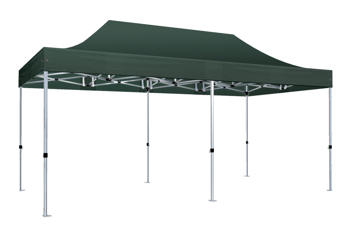 Faltpavillon 3x6 m - STORM Faltzelt – 45 mm Sechskant-Aluminium STORM45 Serie / 320g/m² Oxford-Polyester / Grün – 1