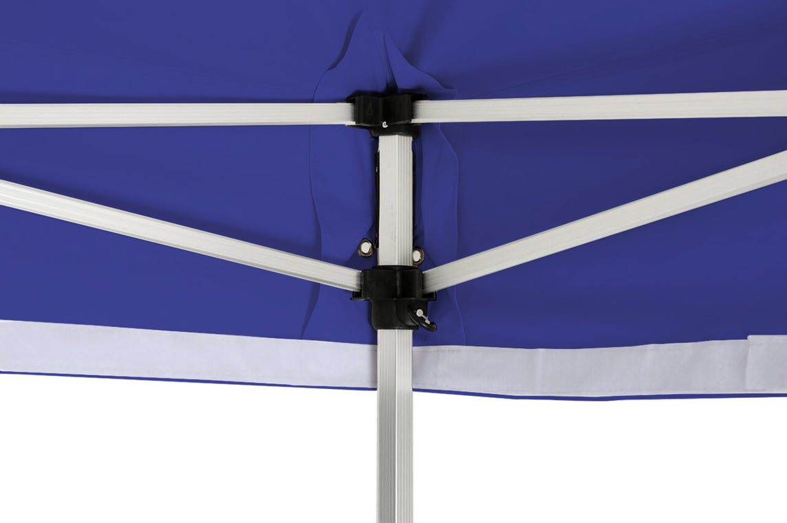 Faltpavillon 3x3 m – STORM Faltzelt – 45 mm Sechskant-Aluminium STORM45 Serie / 230g/m²-Teilbedruckung Oxford-Polyester / Königsblau