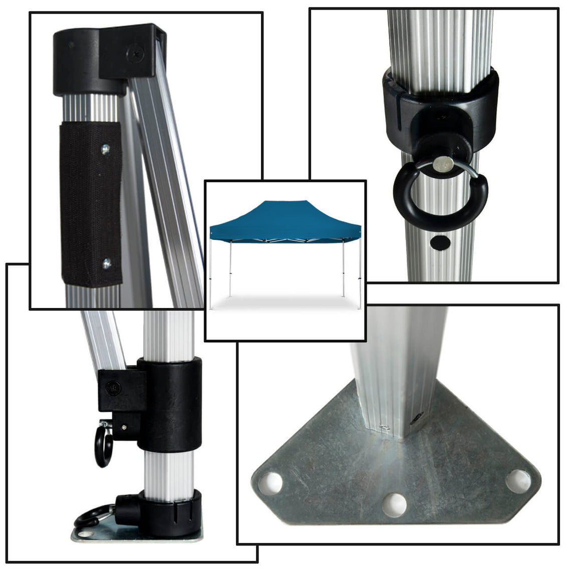 Faltpavillon 3x4,5 m - STORM Faltzelt – 45 mm Sechskant-Aluminium STORM45 Serie / 320g/m² Oxford-Polyester / Himmelblau