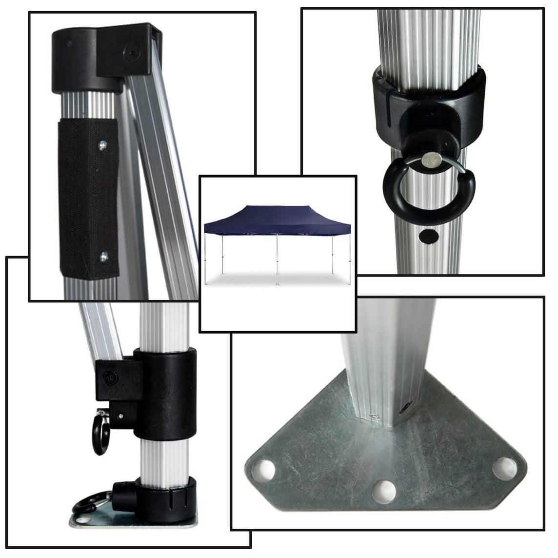 Faltpavillon 3x6 m - STORM Faltzelt – 45 mm Sechskant-Aluminium STORM45 Serie / 230g/m²-Vollbedruckung Oxford-Polyester / Navyblau