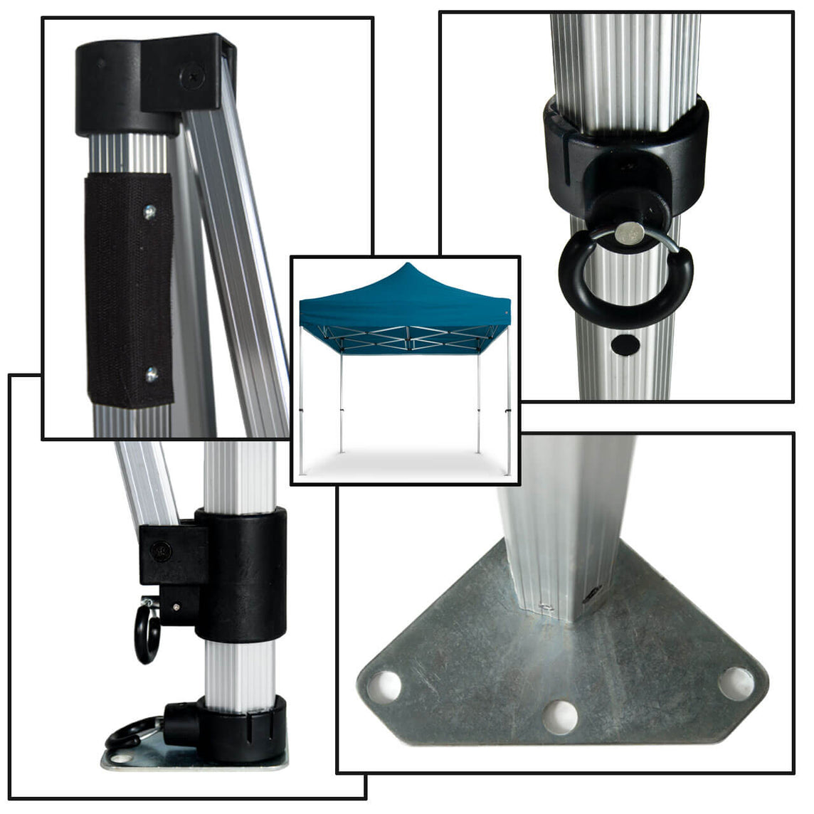Faltpavillon 3x3 m – STORM Faltzelt – 45 mm Sechskant-Aluminium STORM45 Serie / 320g/m² Oxford-Polyester / Himmelblau