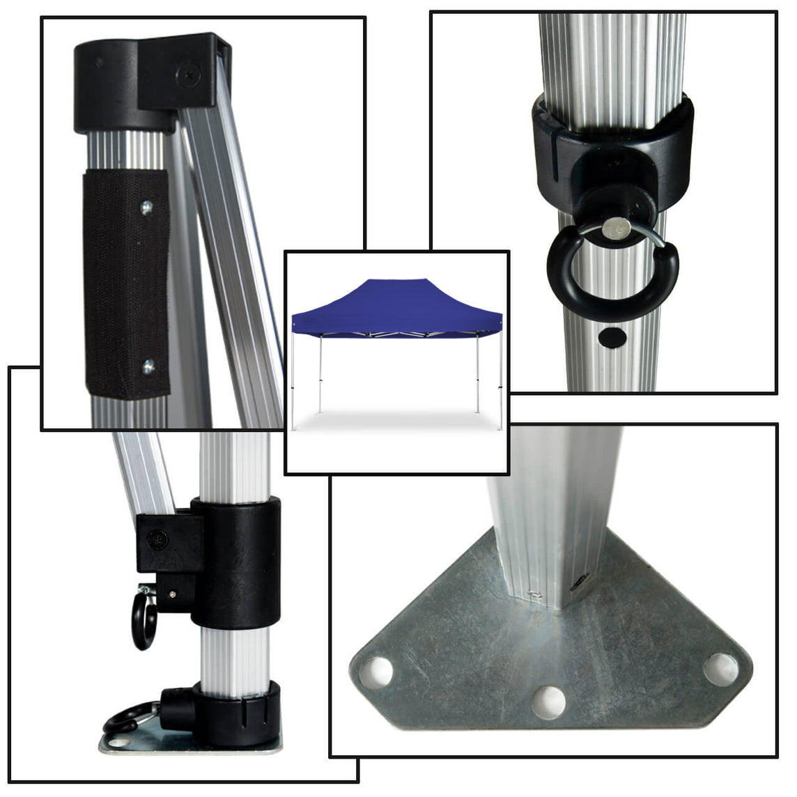 Faltpavillon 3x4,5 m - STORM Faltzelt – 45 mm Sechskant-Aluminium STORM45 Serie / 350g/m²-Vollbedruckung Oxford-Polyester, B1 schwer entflammbar nach DIN 4102-1 / Königsblau