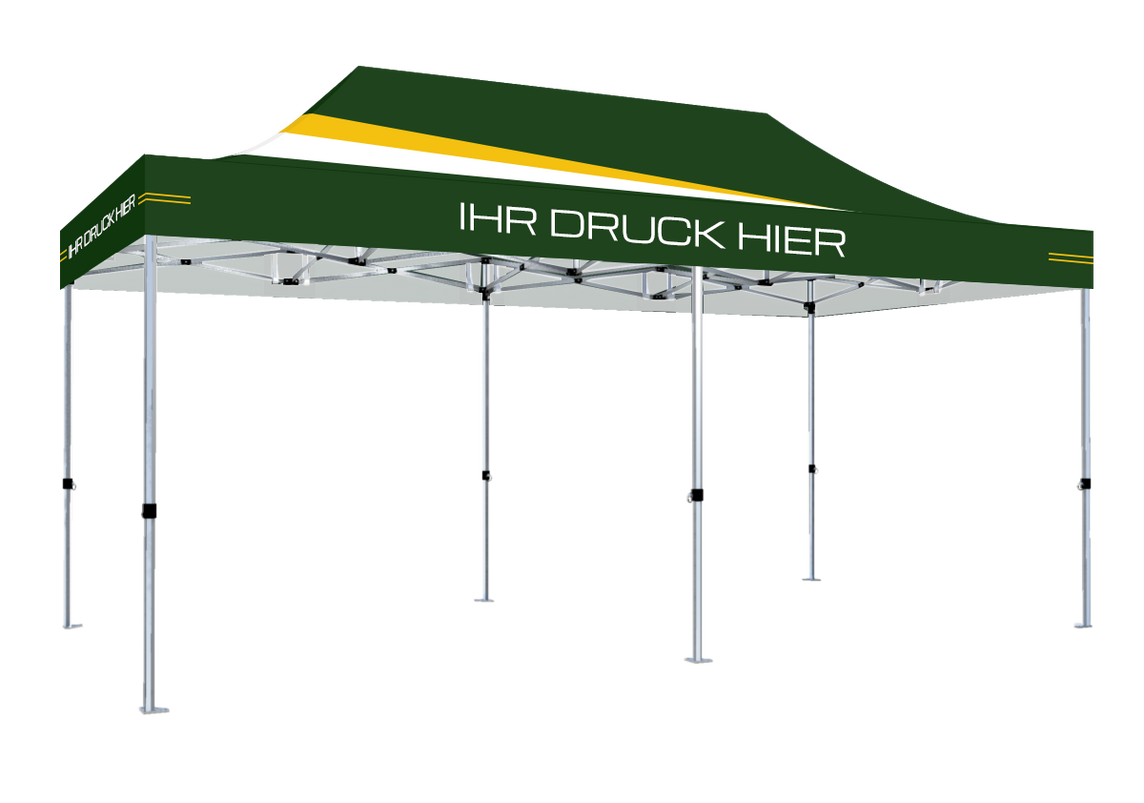 Faltpavillon 3x6 m - STORM Faltzelt – 45 mm Sechskant-Aluminium STORM45 Serie / 230g/m²-Vollbedruckung Oxford-Polyester / Grün – 1