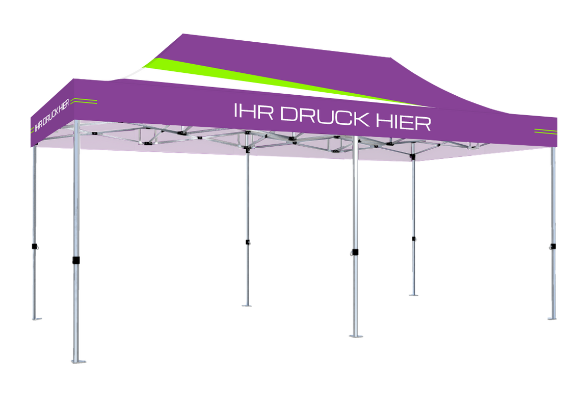 Faltpavillon 3x6 m - STORM Faltzelt – 45 mm Sechskant-Aluminium STORM45 Serie / 230g/m²-Vollbedruckung Oxford-Polyester / Lila – 1