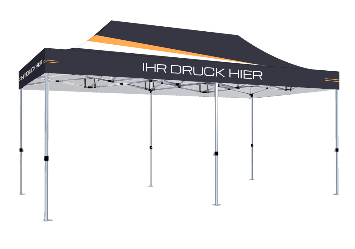 Faltpavillon 3x6 m - STORM Faltzelt – 45 mm Sechskant-Aluminium STORM45 Serie / 350g/m²-Vollbedruckung Oxford-Polyester, B1 schwer entflammbar nach DIN 4102-1 / Navyblau – 1