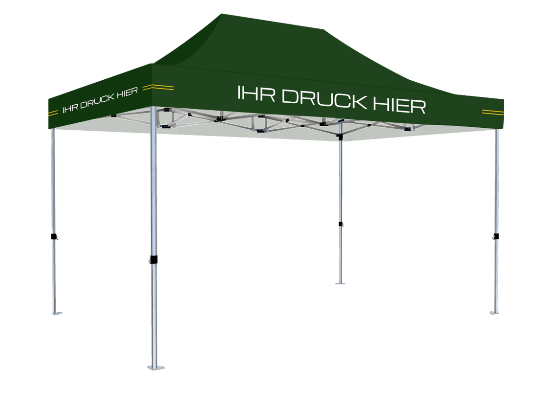 Faltpavillon 2x3 m – STORM Faltzelt – 45 mm Sechskant-Aluminium STORM45 Serie / 230g/m²-Teilbedruckung Oxford-Polyester / Grün – 1