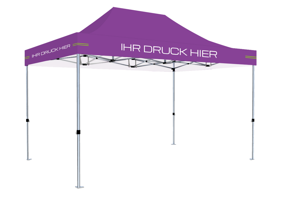 Faltpavillon 3x4,5 m - STORM Faltzelt – 45 mm Sechskant-Aluminium STORM45 Serie / 230g/m²-Teilbedruckung Oxford-Polyester / Lila – 1