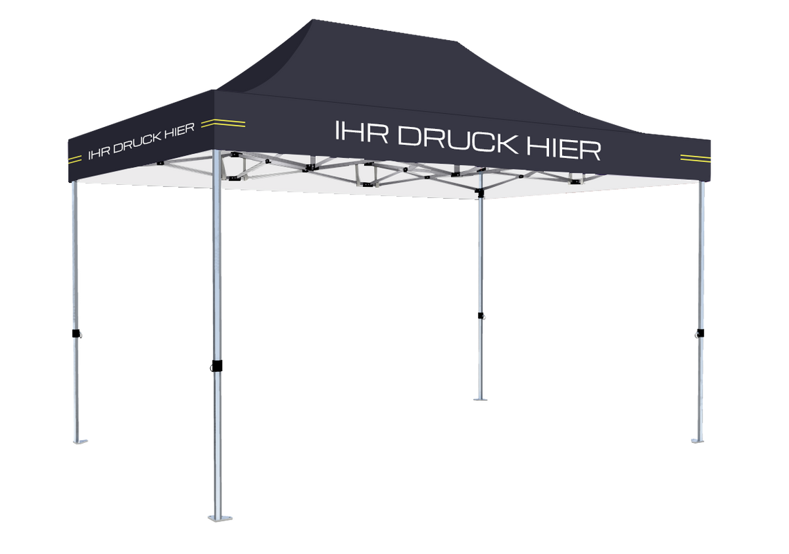 Faltpavillon 3x4,5 m - STORM Faltzelt – 45 mm Sechskant-Aluminium STORM45 Serie / 230g/m²-Teilbedruckung Oxford-Polyester / Navyblau – 1