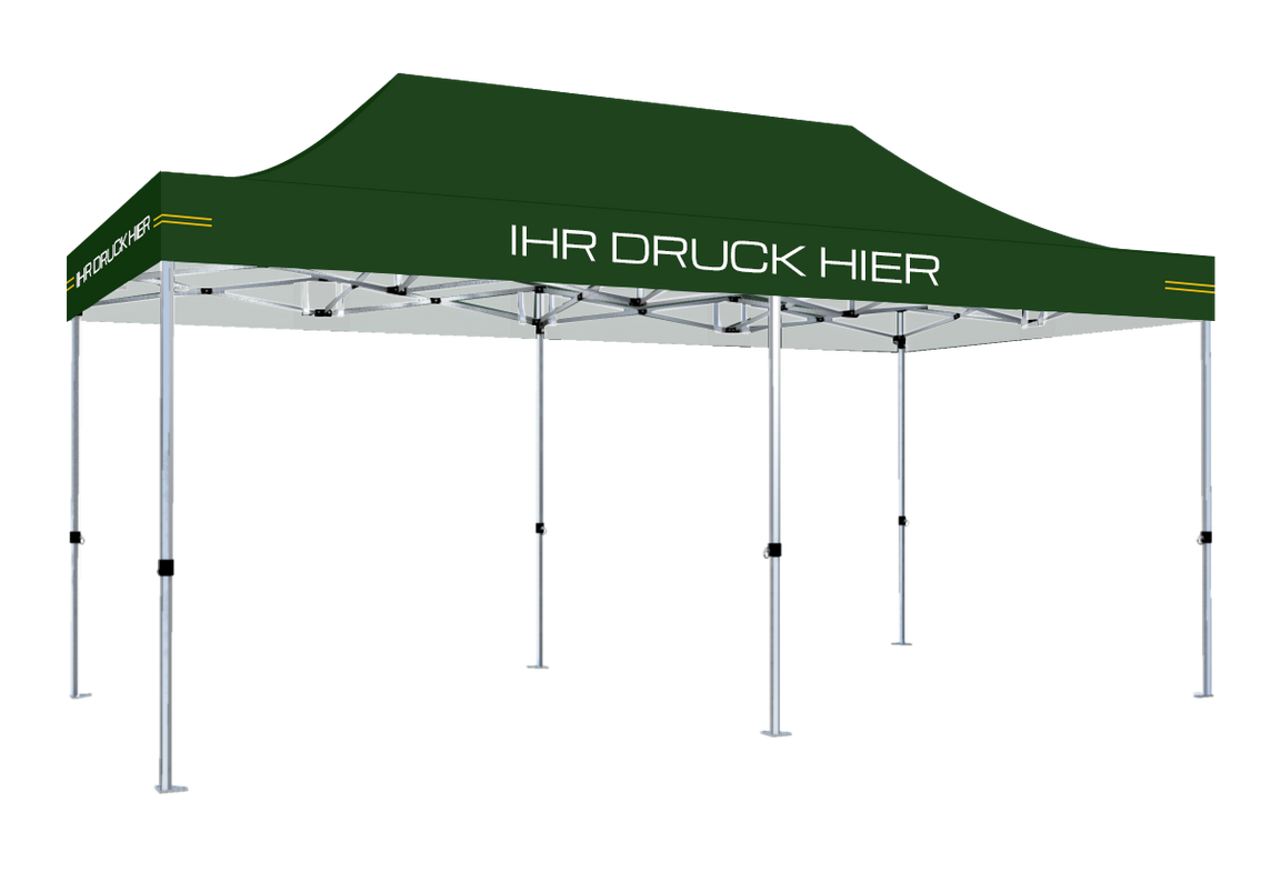 Faltpavillon 3x6 m - STORM Faltzelt – 45 mm Sechskant-Aluminium STORM45 Serie / 230g/m²-Teilbedruckung Oxford-Polyester / Grün – 1