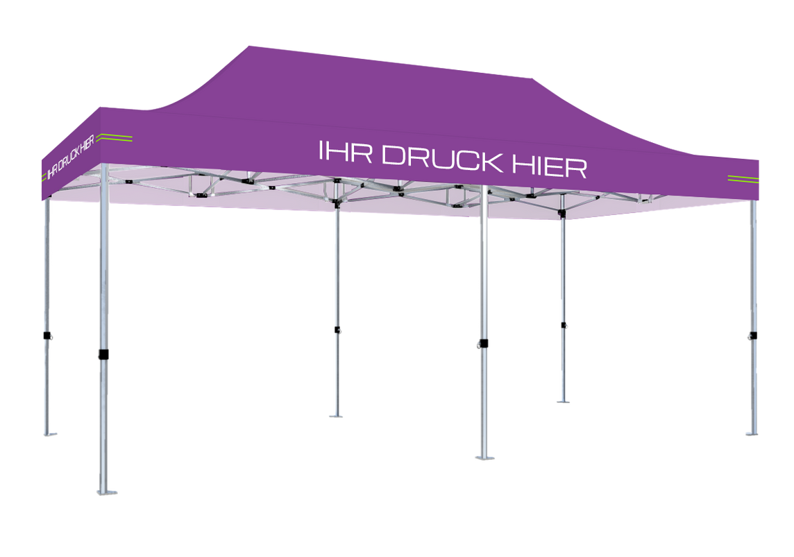 Faltpavillon 3x6 m - STORM Faltzelt – 45 mm Sechskant-Aluminium STORM45 Serie / 230g/m²-Teilbedruckung Oxford-Polyester / Lila – 1