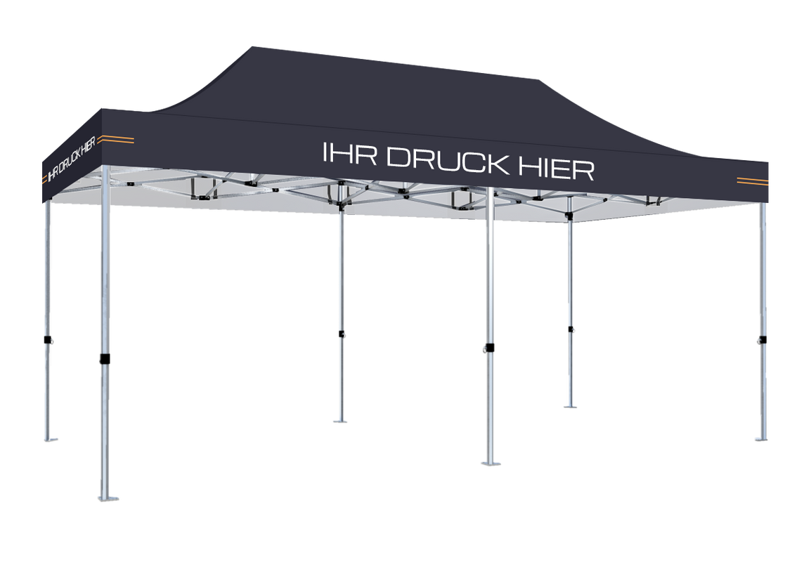 Faltpavillon 3x6 m - STORM Faltzelt – 45 mm Sechskant-Aluminium STORM45 Serie / 230g/m²-Teilbedruckung Oxford-Polyester / Navyblau – 1