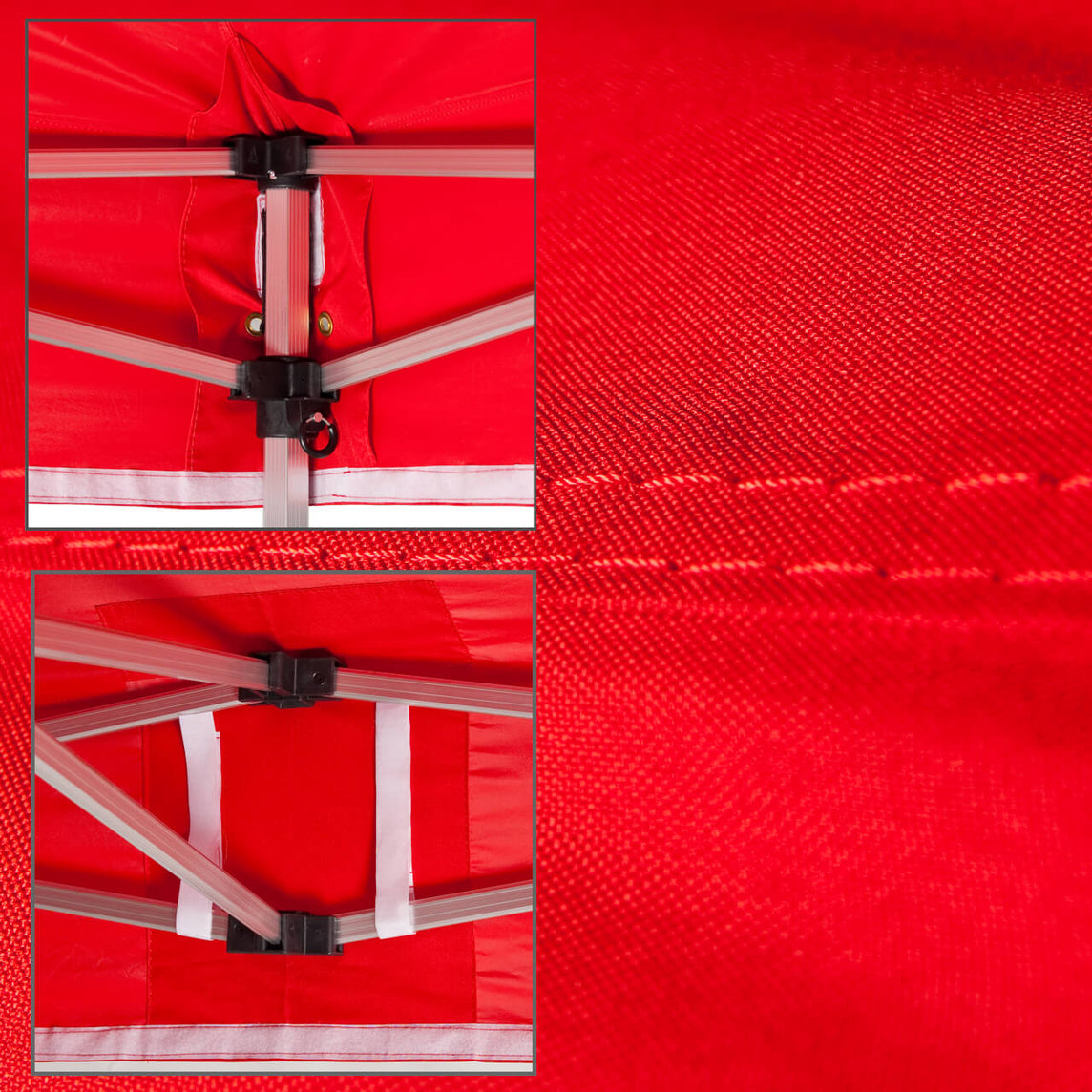 Faltpavillon 2x2 m – STORM Faltzelt – 45 mm Sechskant-Aluminium STORM45 Serie / 350g/m²-Vollbedruckung Oxford-Polyester, B1 schwer entflammbar nach DIN 4102-1 / Rot