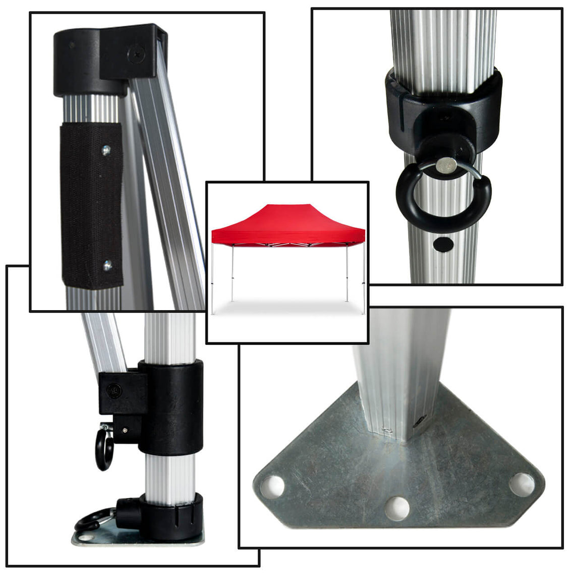 Faltpavillon 2x3 m – STORM Faltzelt – 45 mm Sechskant-Aluminium STORM45 Serie / 230g/m²-Vollbedruckung Oxford-Polyester / Rot