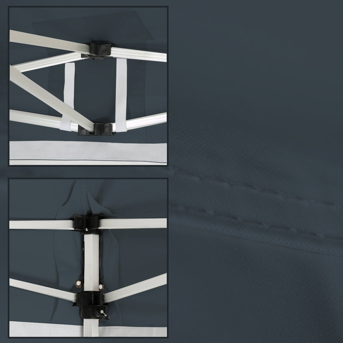 Faltpavillon 3x3 m – STORM Faltzelt – 45 mm Sechskant-Aluminium STORM45 Serie / 350g/m²-Vollbedruckung Oxford-Polyester, B1 schwer entflammbar nach DIN 4102-1 / Anthrazit
