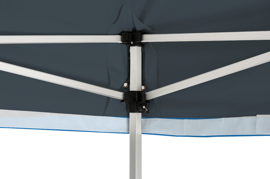 Faltpavillon 3x3 m – STORM Faltzelt – 45 mm Sechskant-Aluminium STORM45 Serie / 350g/m²-Vollbedruckung Oxford-Polyester, B1 schwer entflammbar nach DIN 4102-1 / Anthrazit