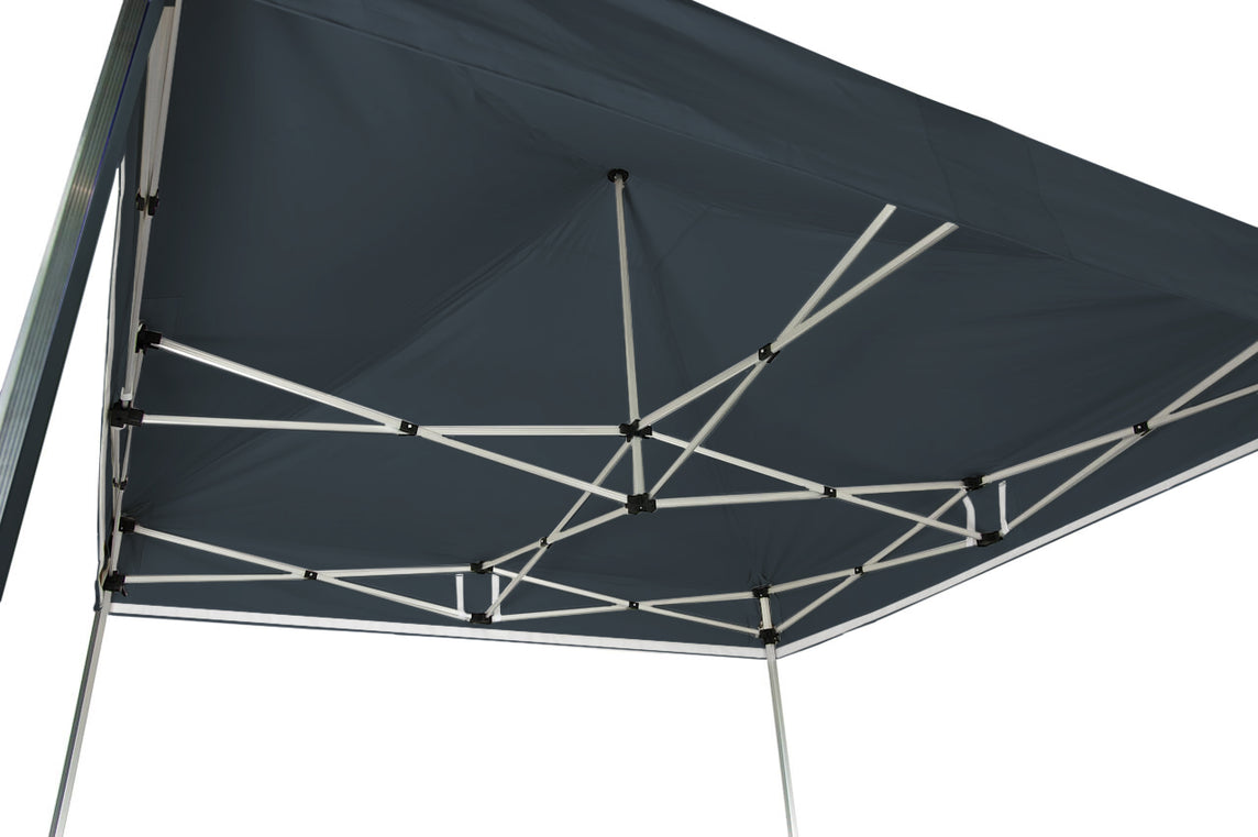 Faltpavillon 3x3 m – STORM Faltzelt – 45 mm Sechskant-Aluminium STORM45 Serie / 350g/m²-Vollbedruckung Oxford-Polyester, B1 schwer entflammbar nach DIN 4102-1 / Anthrazit