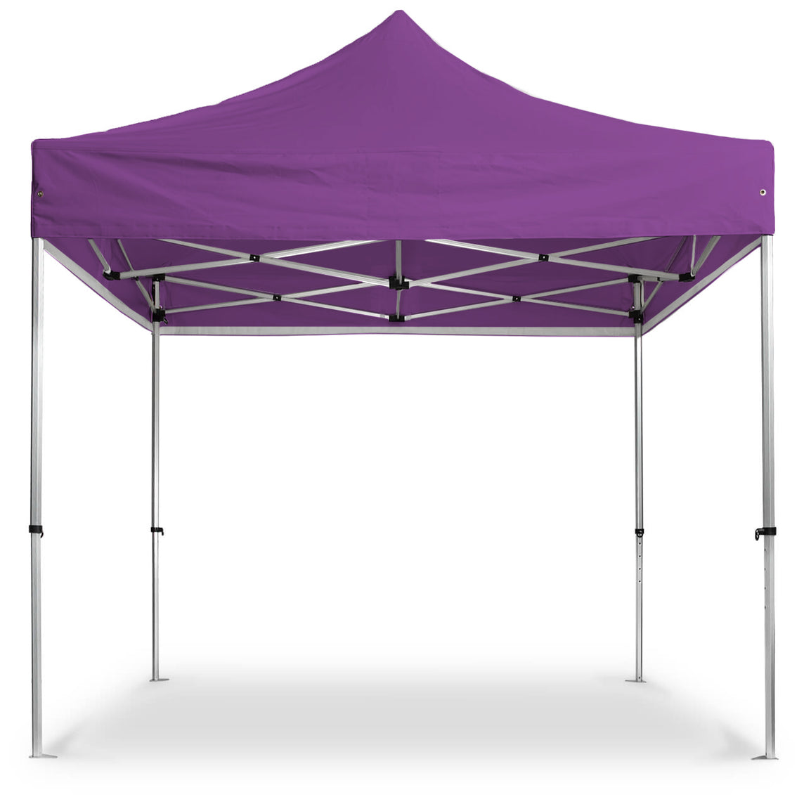 Faltpavillon 3x3 m – STORM Faltzelt – 45 mm Sechskant-Aluminium STORM45 Serie / 350g/m²-Vollbedruckung Oxford-Polyester, B1 schwer entflammbar nach DIN 4102-1 / Lila