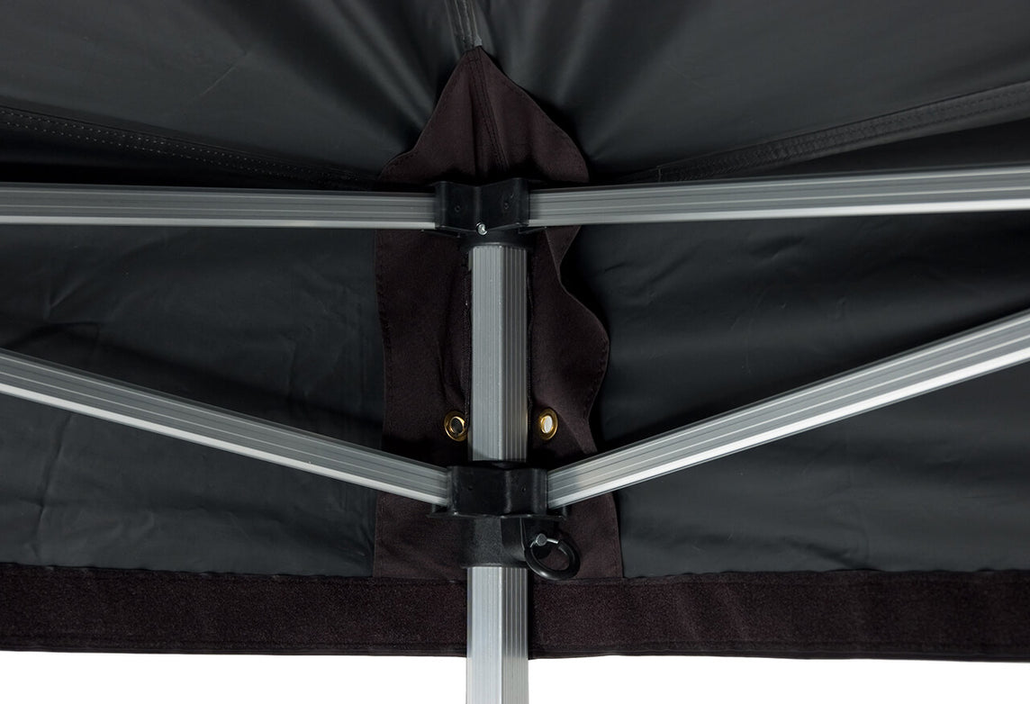 Faltpavillon 3x4,5 m - STORM Faltzelt – 45 mm Sechskant-Aluminium STORM45 Serie / 230g/m²-Vollbedruckung Oxford-Polyester / Schwarz
