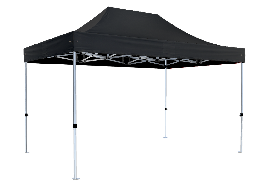 Faltpavillon 3x4,5 m - STORM Faltzelt – 45 mm Sechskant-Aluminium STORM45 Serie / 320g/m² Oxford-Polyester / Schwarz – 1