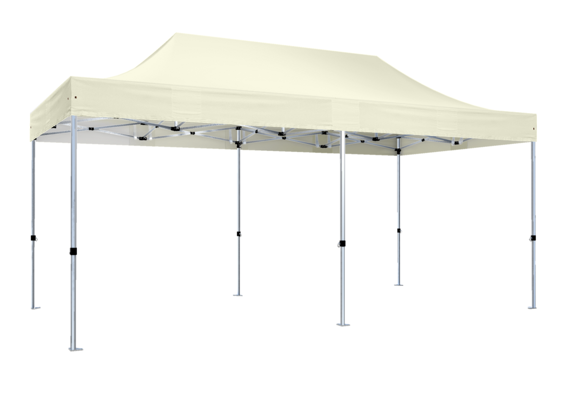 Faltpavillon 3x6 m - STORM Faltzelt – 45 mm Sechskant-Aluminium STORM45 Serie / 320g/m² Oxford-Polyester / Beige – 1