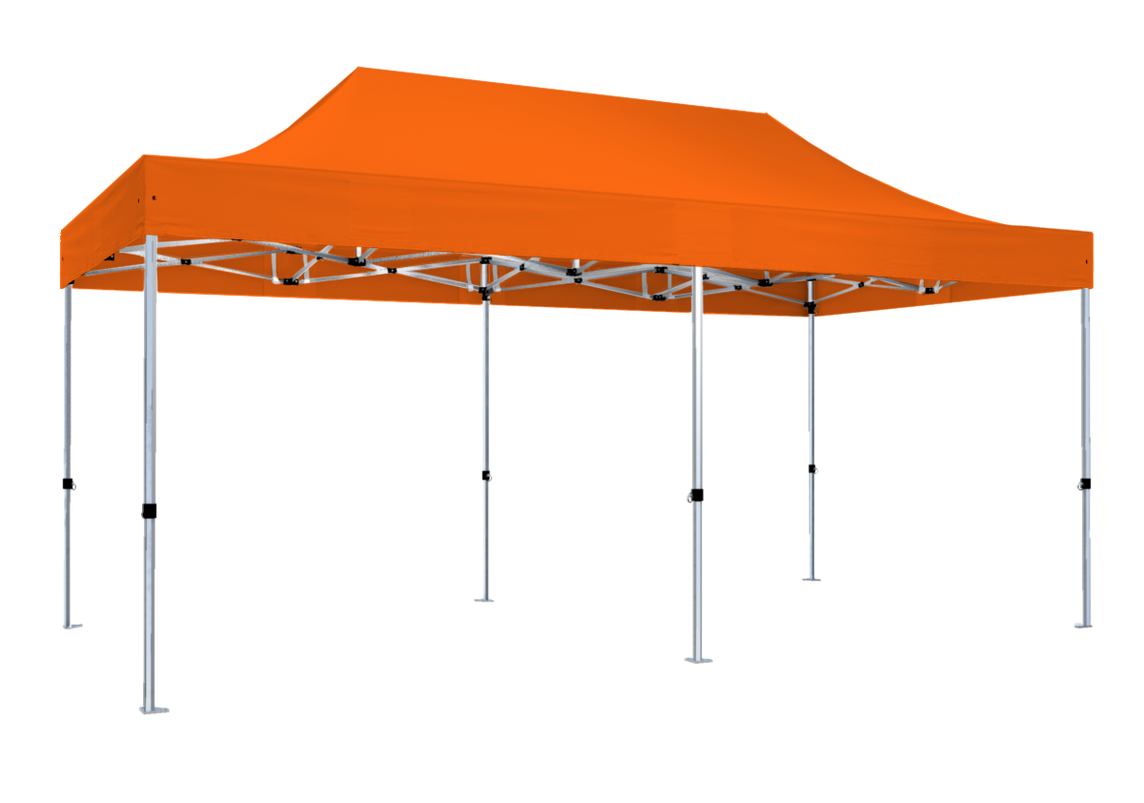 Faltpavillon 3x6 m - STORM Faltzelt – 45 mm Sechskant-Aluminium STORM45 Serie / 320g/m² Oxford-Polyester / Orange – 1