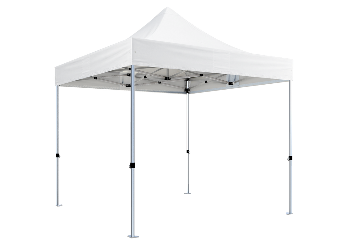 Faltpavillon 2x2 m – STORM Faltzelt – 45 mm Sechskant-Aluminium STORM45 Serie / 320g/m² Oxford-Polyester / Weiß – 1