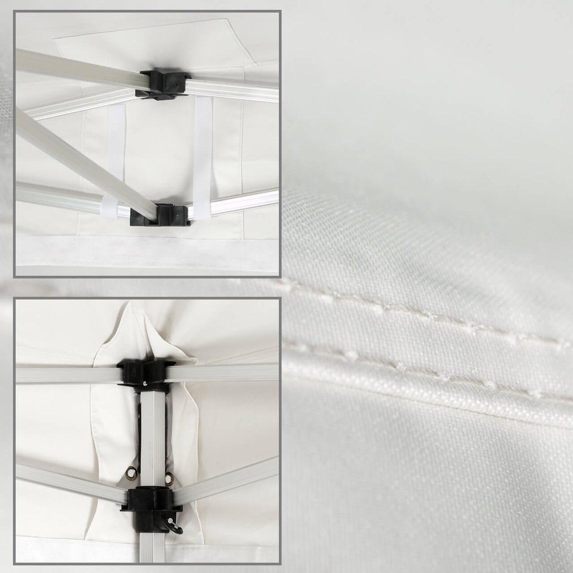 Faltpavillon 2x2 m – STORM Faltzelt – 45 mm Sechskant-Aluminium STORM45 Serie / 350g/m²-Vollbedruckung Oxford-Polyester, B1 schwer entflammbar nach DIN 4102-1 / Weiß