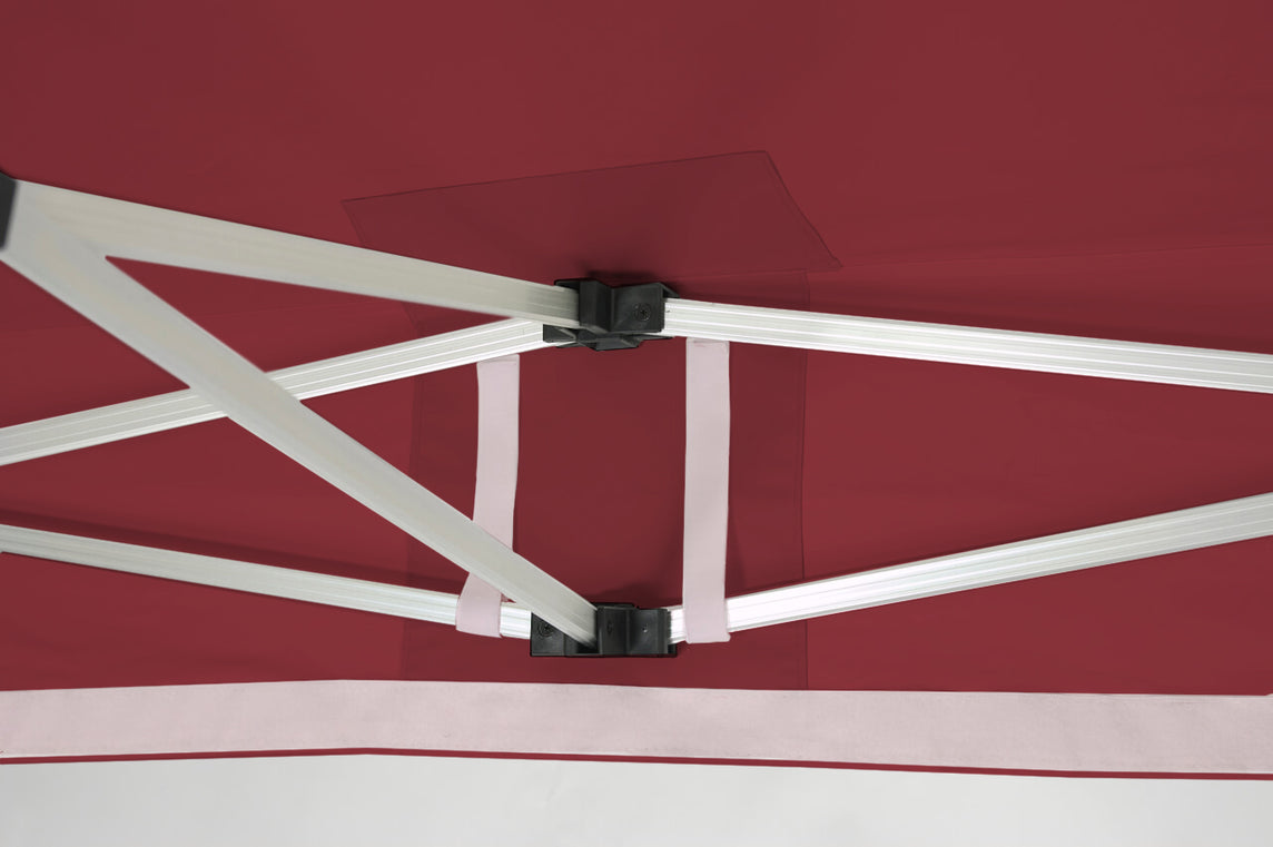 Faltpavillon 3x3 m – STORM Faltzelt – 45 mm Sechskant-Aluminium STORM45 Serie / 230g/m²-Teilbedruckung Oxford-Polyester / Burgund