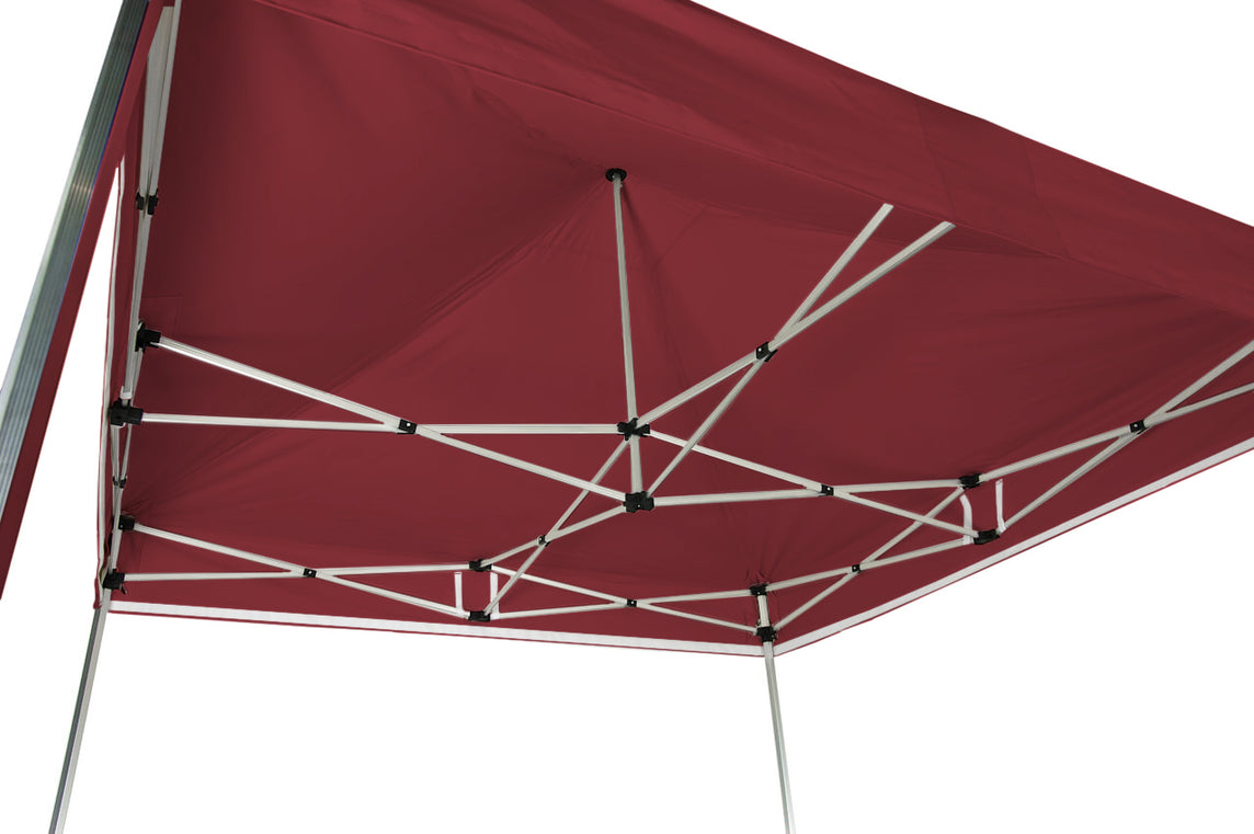 Faltpavillon 3x3 m – STORM Faltzelt – 45 mm Sechskant-Aluminium STORM45 Serie / 230g/m²-Teilbedruckung Oxford-Polyester / Burgund