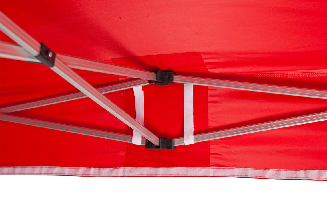 Faltpavillon 3x4,5 m - STORM Faltzelt – 45 mm Sechskant-Aluminium STORM45 Serie / 350g/m²-Vollbedruckung Oxford-Polyester, B1 schwer entflammbar nach DIN 4102-1 / Rot