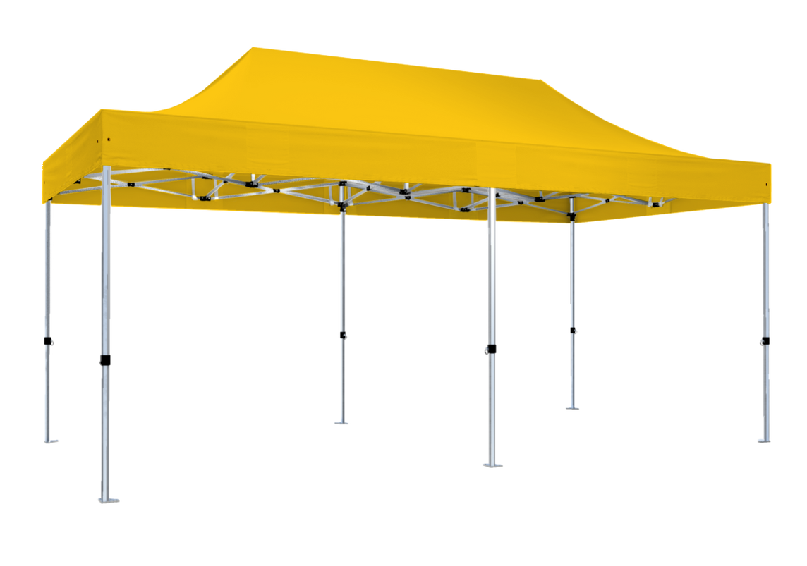 Faltpavillon 3x6 m - STORM Faltzelt – 45 mm Sechskant-Aluminium STORM45 Serie / 320g/m² Oxford-Polyester / Gelb – 1