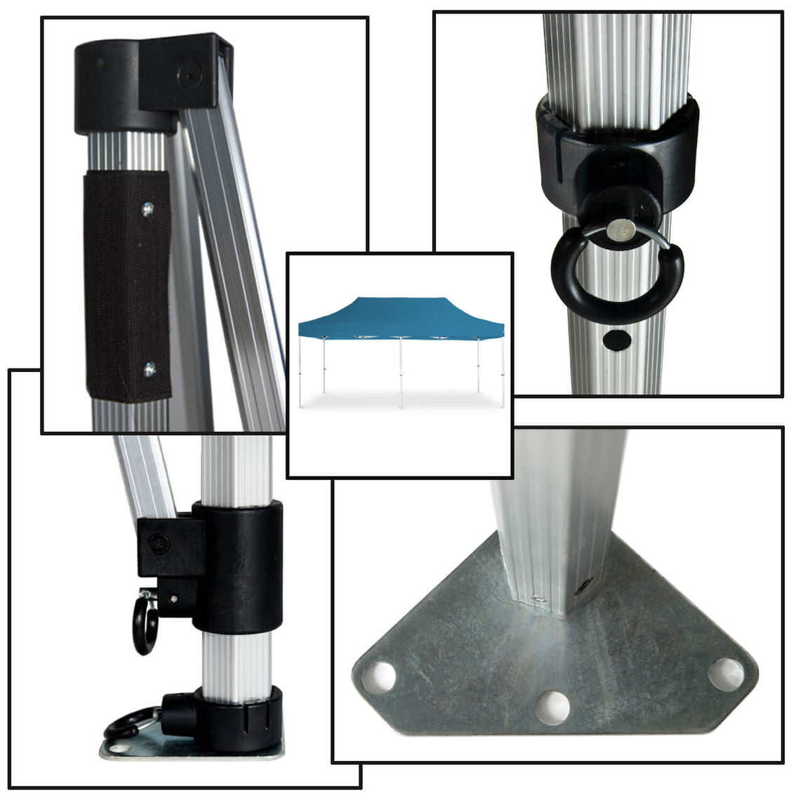Faltpavillon 3x6 m - STORM Faltzelt – 45 mm Sechskant-Aluminium STORM45 Serie / 230g/m²-Vollbedruckung Oxford-Polyester / Himmelblau