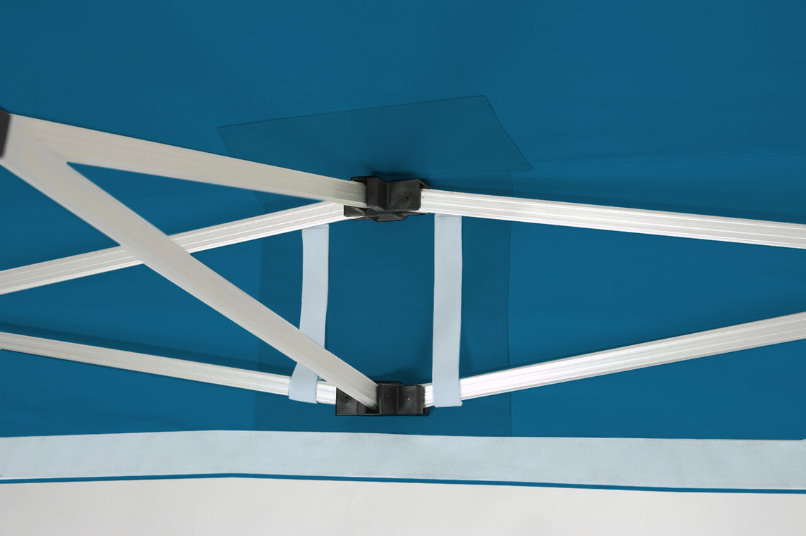 Faltpavillon 3x6 m - STORM Faltzelt – 45 mm Sechskant-Aluminium STORM45 Serie / 230g/m²-Vollbedruckung Oxford-Polyester / Himmelblau