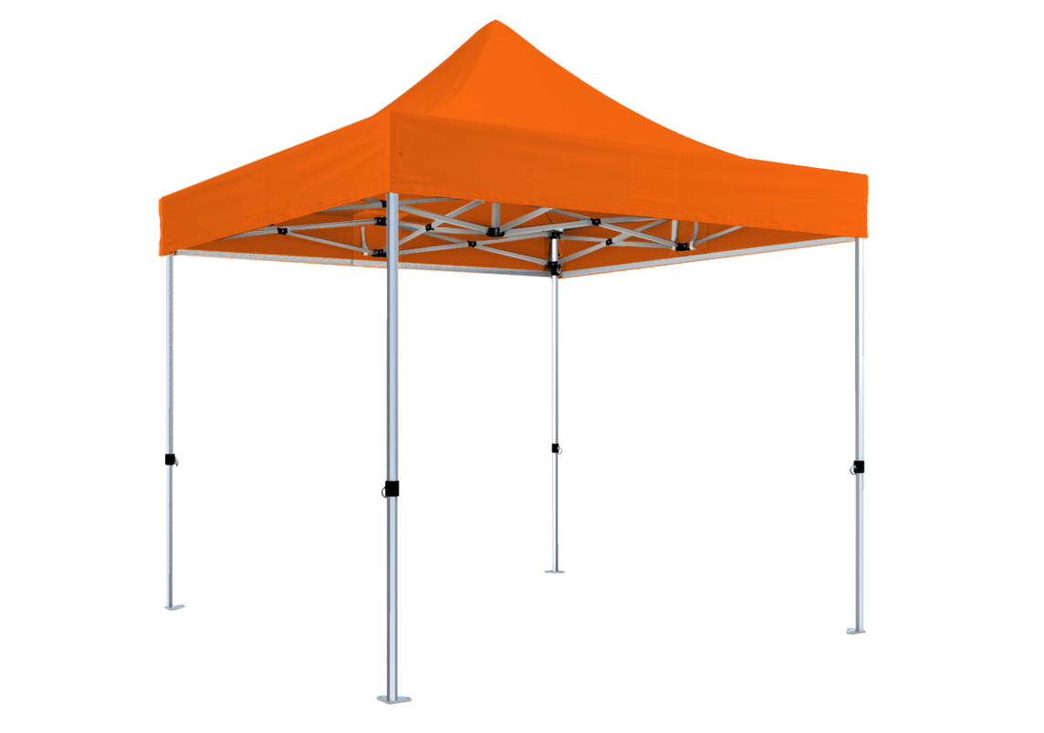 Faltpavillon 3x3 m – STORM Faltzelt – 45 mm Sechskant-Aluminium STORM45 Serie / 320g/m² Oxford-Polyester / Orange – 1