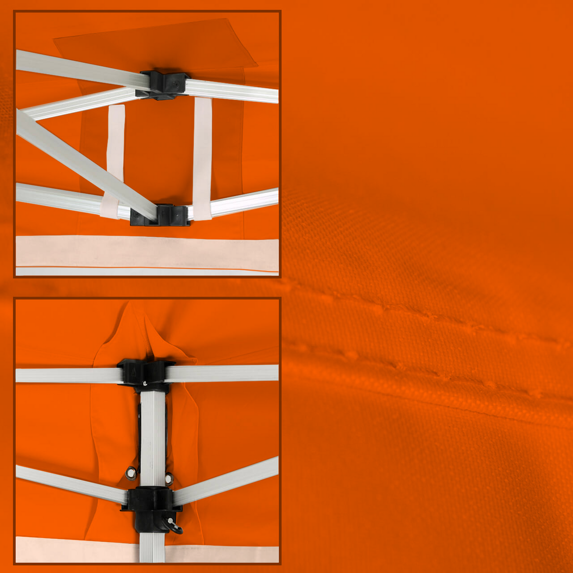 Faltpavillon 3x3 m – STORM Faltzelt – 45 mm Sechskant-Aluminium STORM45 Serie / 230g/m²-Teilbedruckung Oxford-Polyester / Orange