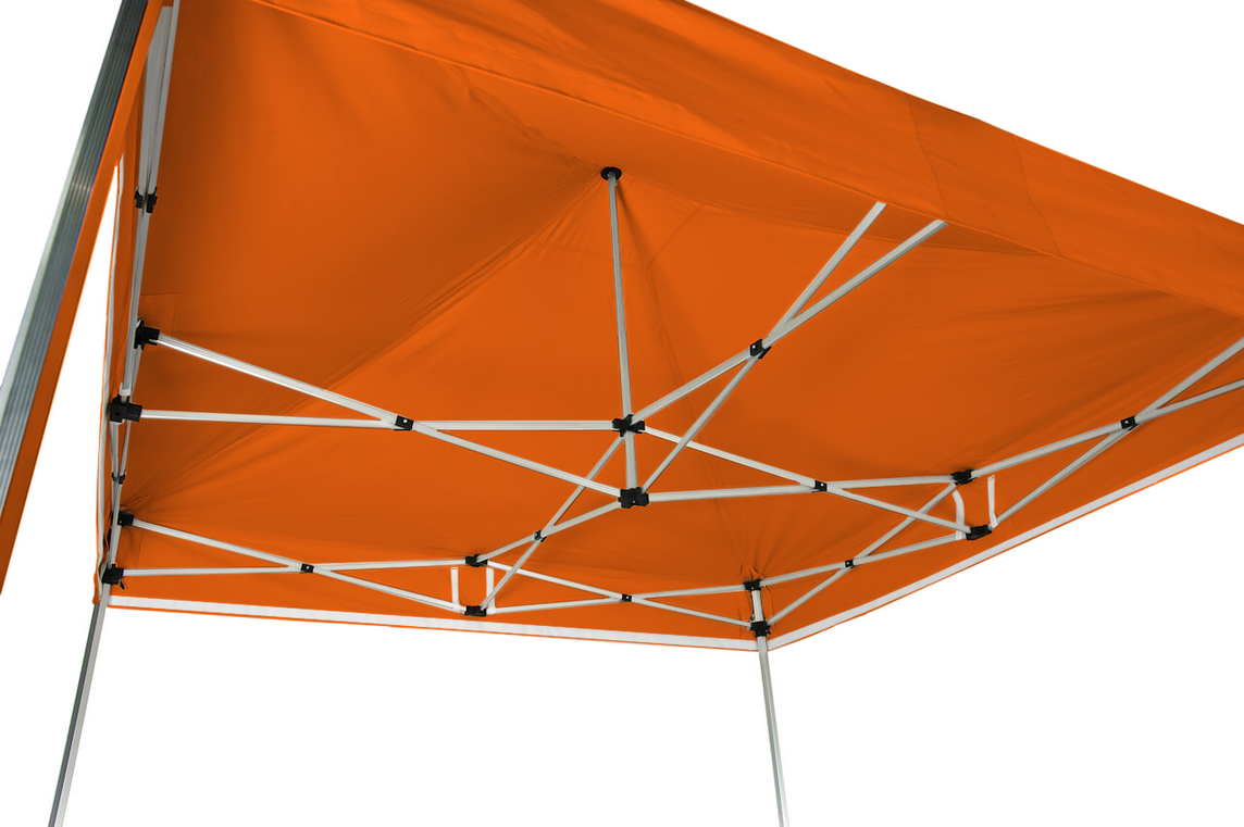 Faltpavillon 3x3 m – STORM Faltzelt – 45 mm Sechskant-Aluminium STORM45 Serie / 230g/m²-Teilbedruckung Oxford-Polyester / Orange