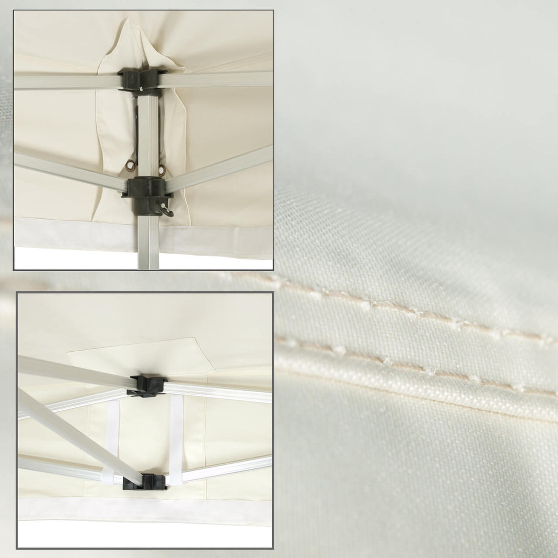 Faltpavillon 3x3 m – STORM Faltzelt – 45 mm Sechskant-Aluminium STORM45 Serie / 350g/m²-Vollbedruckung Oxford-Polyester, B1 schwer entflammbar nach DIN 4102-1 / Beige