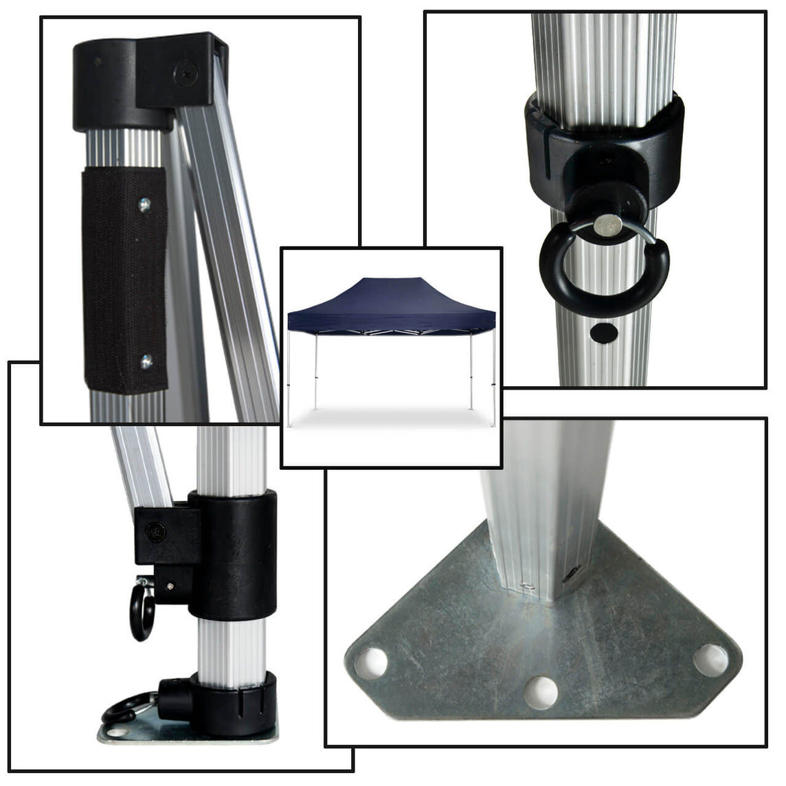 Faltpavillon 3x4,5 m - STORM Faltzelt – 45 mm Sechskant-Aluminium STORM45 Serie / 230g/m²-Vollbedruckung Oxford-Polyester / Navyblau