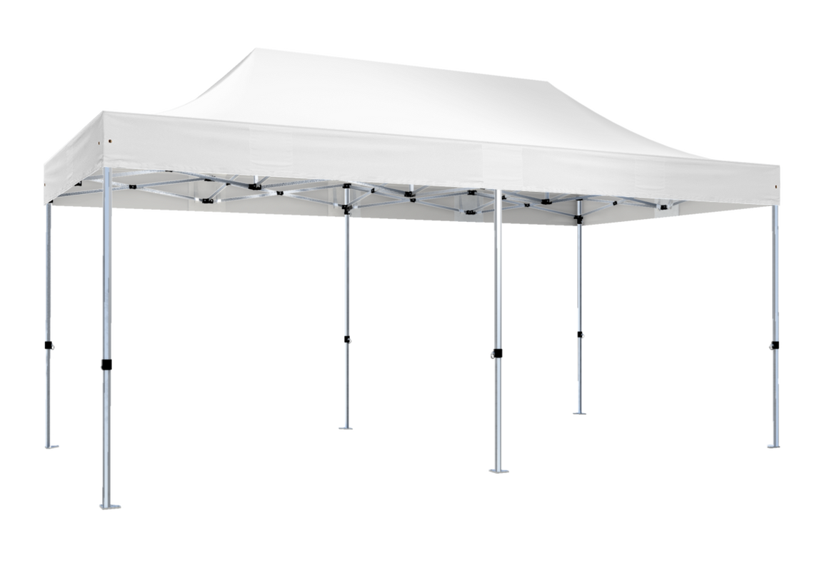 Faltpavillon 3x6 m - STORM Faltzelt – 45 mm Sechskant-Aluminium STORM45 Serie / 320g/m² Oxford-Polyester / Weiß – 1