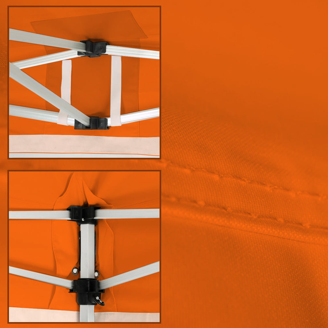 Faltpavillon 3x4,5 m - STORM Faltzelt – 45 mm Sechskant-Aluminium STORM45 Serie / 230g/m²-Teilbedruckung Oxford-Polyester / Orange