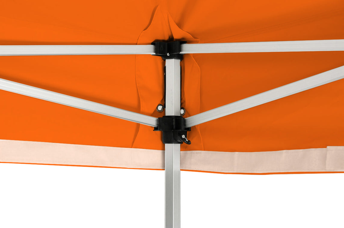 Faltpavillon 3x4,5 m - STORM Faltzelt – 45 mm Sechskant-Aluminium STORM45 Serie / 230g/m²-Teilbedruckung Oxford-Polyester / Orange