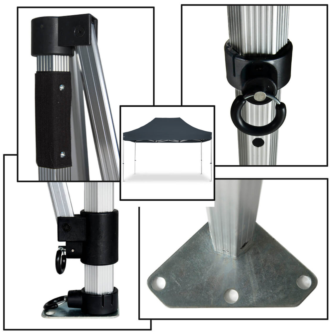 Faltpavillon 3x4,5 m - STORM Faltzelt – 45 mm Sechskant-Aluminium STORM45 Serie / 350g/m²-Vollbedruckung Oxford-Polyester, B1 schwer entflammbar nach DIN 4102-1 / Anthrazit