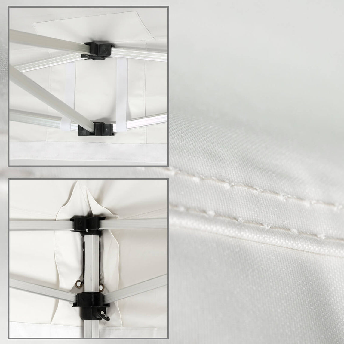 Faltpavillon 2x3 m – STORM Faltzelt – 45 mm Sechskant-Aluminium STORM45 Serie / 230g/m²-Teilbedruckung Oxford-Polyester / Weiß