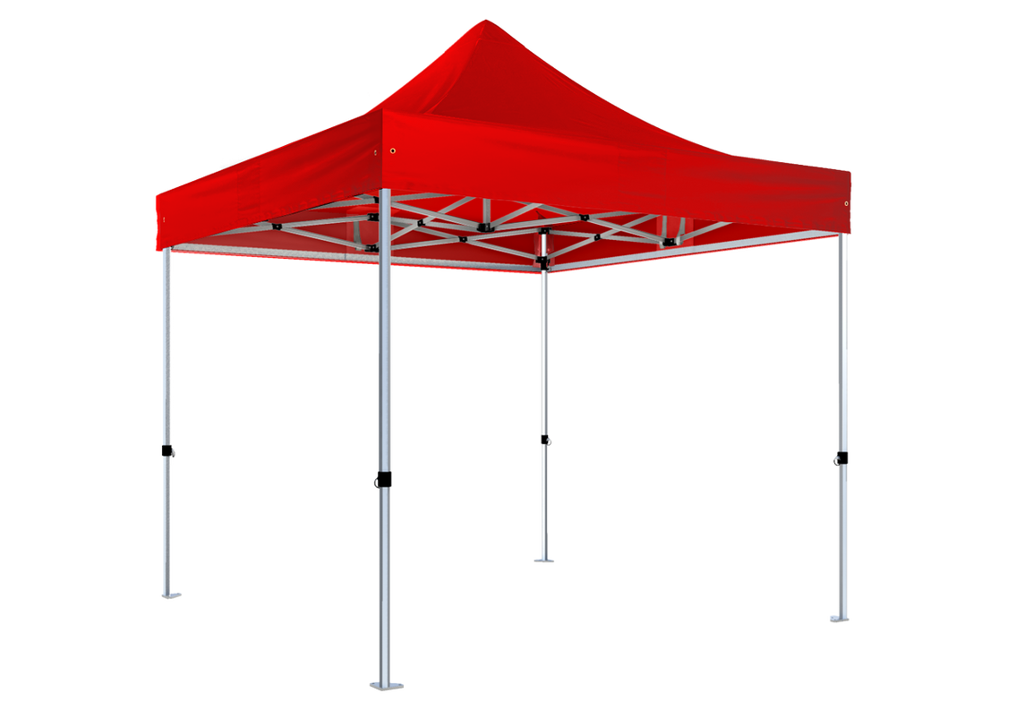 Faltpavillon 3x3 m – STORM Faltzelt – 45 mm Sechskant-Aluminium STORM45 Serie / 320g/m² Oxford-Polyester / Rot – 1