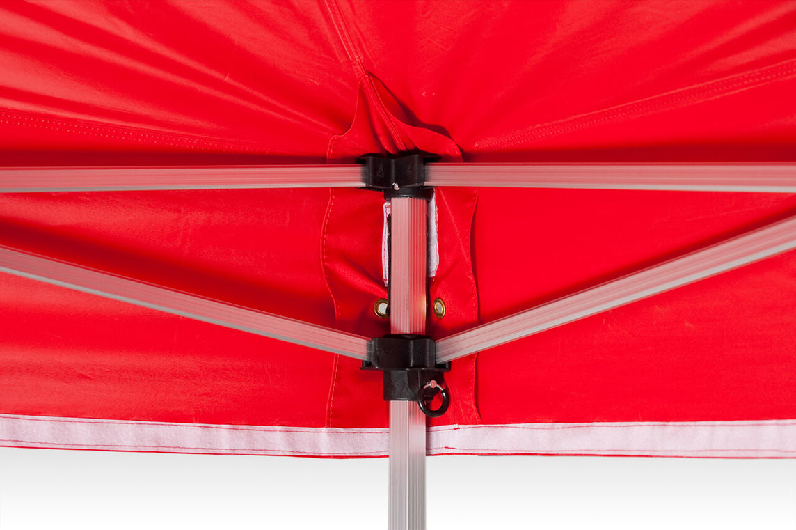 Faltpavillon 3x3 m – STORM Faltzelt – 45 mm Sechskant-Aluminium STORM45 Serie / 320g/m² Oxford-Polyester / Rot