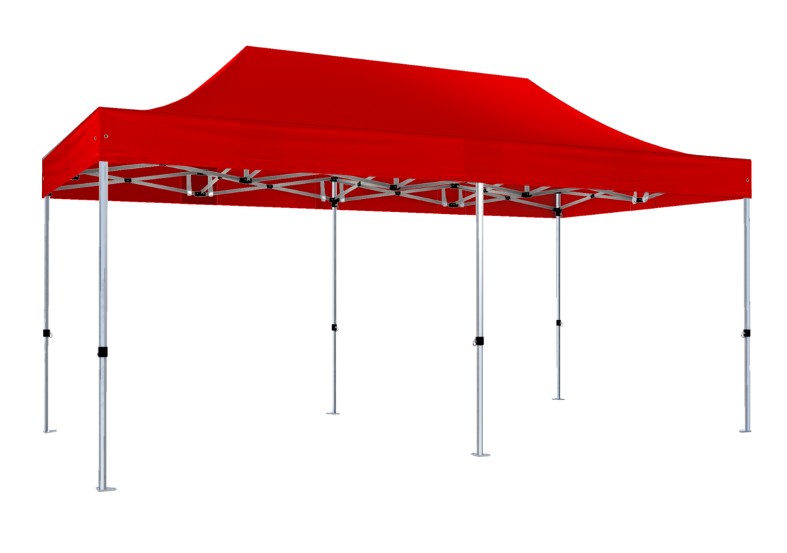 Faltpavillon 3x6 m - STORM Faltzelt – 45 mm Sechskant-Aluminium STORM45 Serie / 320g/m² Oxford-Polyester / Rot – 1
