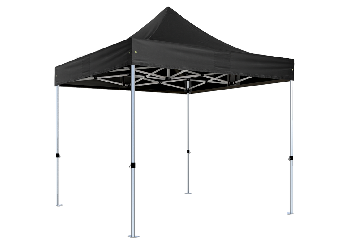 Faltpavillon 3x3 m – STORM Faltzelt – 45 mm Sechskant-Aluminium STORM45 Serie / 320g/m² Oxford-Polyester / Schwarz – 1