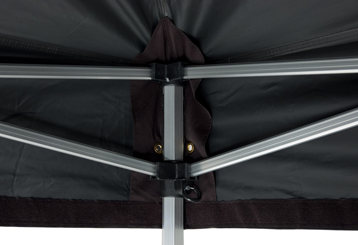 Faltpavillon 3x3 m – STORM Faltzelt – 45 mm Sechskant-Aluminium STORM45 Serie / 320g/m² Oxford-Polyester / Schwarz